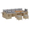 vidaXL Gar&eth;s&oacute;fa sett me&eth; p&uacute;&eth;i 10 pcs Beige og lj&oacute;sgr&aacute;r p&oacute;l&yacute;rattan