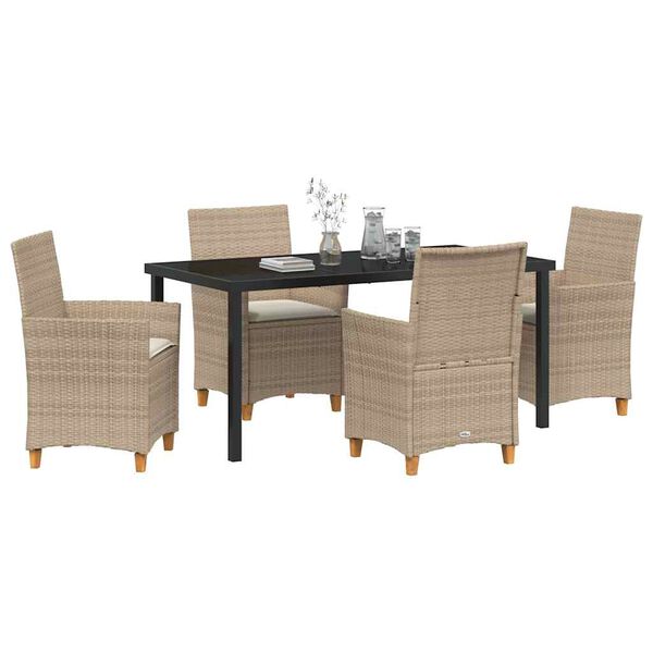 vidaXL Gar&eth;ur bor&eth;sett 5 pcs Drapplita&eth;ur p&oacute;l&yacute;rattan