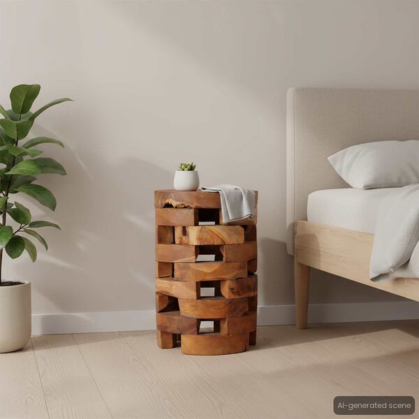 vidaXL Náttborð 30x30x45 cm Gegnheill Tekkviður