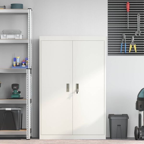 vidaXL Geymslusk&aacute;pur 2 pcs Hv&iacute;t 90 x 40 x 140 cm St&aacute;l