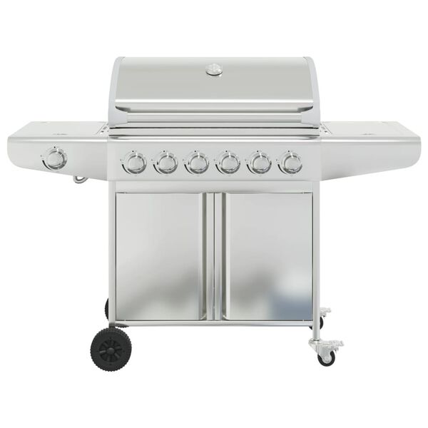 vidaXL Gasgrill me&eth; 7 brennurum &uacute;r silfur ry&eth;fr&iacute;u st&aacute;li