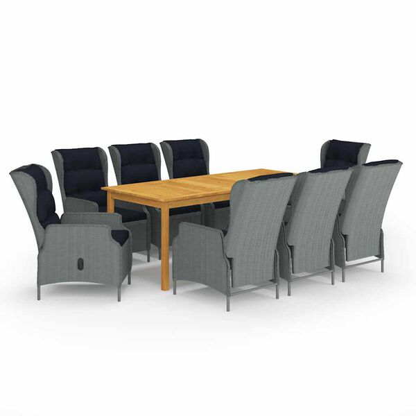 vidaXL 9 Parta Gar&eth;bor&eth;stofusett Lj&oacute;sgr&aacute;r