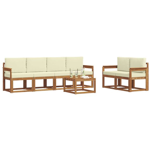 vidaXL &Uacute;ti s&oacute;fasett me&eth; p&uacute;&eth;i 7 pcs N&aacute;tt&uacute;rulegt og Krem Hrein akas&iacute;utr&eacute;