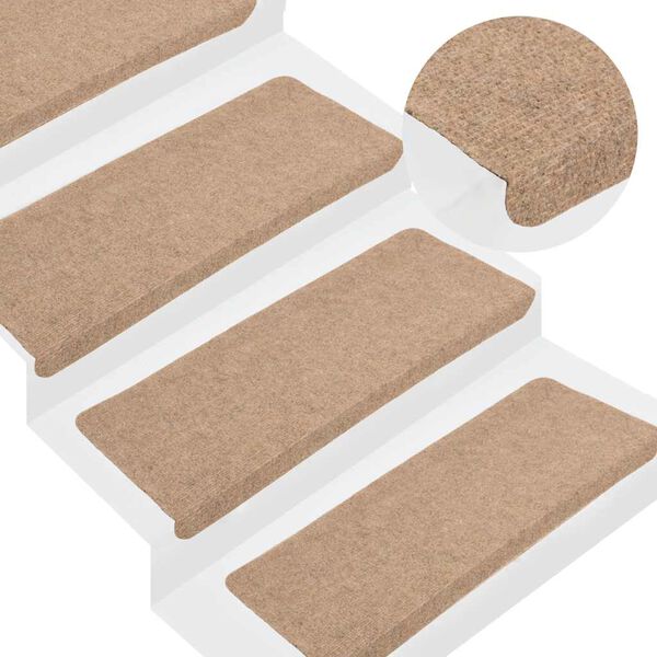 vidaXL Stigamottur Sj&aacute;lfl&iacute;mandi 30 stk Beige 65x24,5x3,5 cm