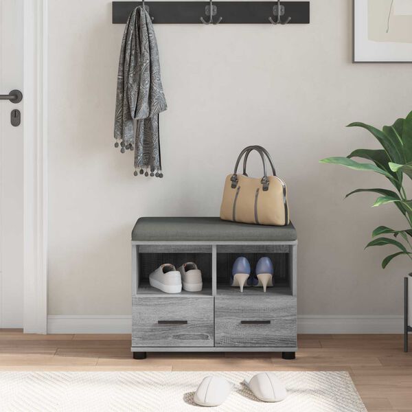 vidaXL Hallarbekk me&eth; p&uacute;&eth;i me&eth; sk&uacute;ffu Gr&aacute;r Sonoma 60 x 38 x 46 cm