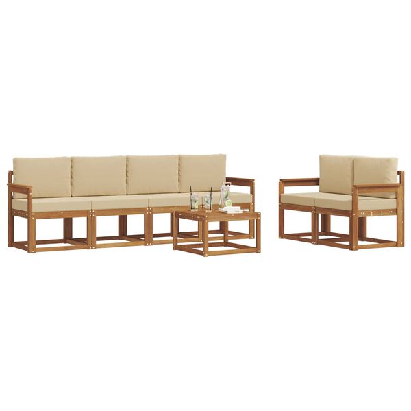 vidaXL &Uacute;ti s&oacute;fasett me&eth; p&uacute;&eth;i 7 pcs N&aacute;tt&uacute;rulegt og B&eacute;ig Hrein akas&iacute;utr&eacute;