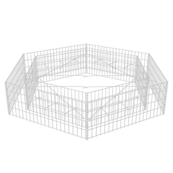 vidaXL Sexhyrnt Gabion Upph&aelig;kka&eth; Be&eth; 200 x 173 x 40 cm