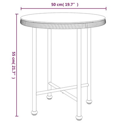 vidaXL Borðstofuborð Svart Ø50 cm Hert Gler og Stál