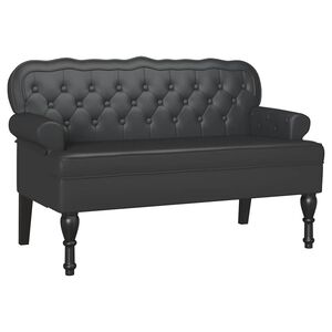vidaXL Chesterfield Bekkur Svartur 119,5 x 64,5 x 75 cm Gervile&eth;ur