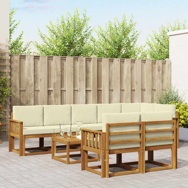 vidaXL &Uacute;ti s&oacute;fasett me&eth; p&uacute;&eth;i 9 pcs N&aacute;tt&uacute;rulegt og Krem