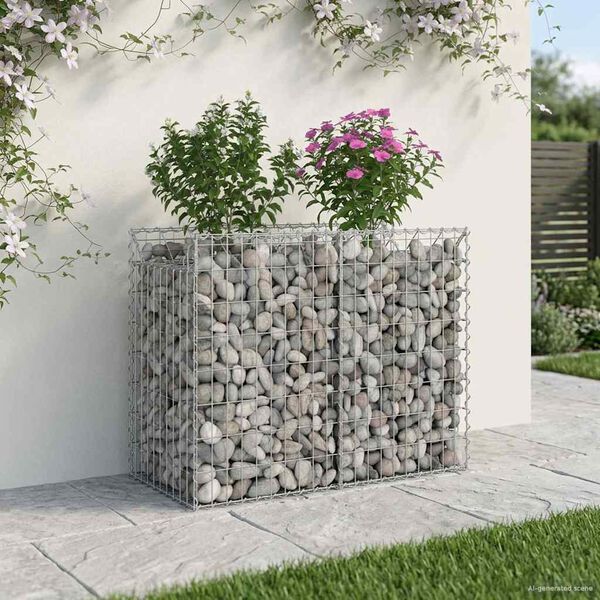 vidaXL Gabion h&aelig;kka&eth; r&uacute;m Silfur 100 x 50 x 80 cm Galvaniserad st&aacute;l