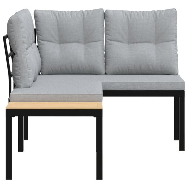 vidaXL Garðbekkir með Sessum 2 stk. Svartir Dufthúðað Stál
