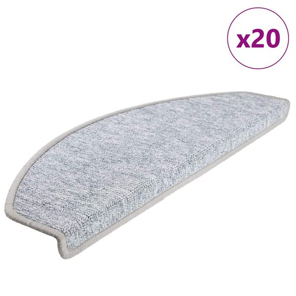 vidaXL Stigamottur 20 stk 65x24x4 cm lj&oacute;sgr&aacute;r h&aacute;lfhringlaga st&oacute;rar