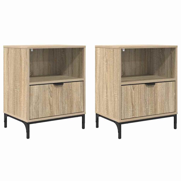 vidaXL N&aelig;turbor&eth; me&eth; sk&uacute;ffu 2 pcs Sonoma eikarlitur 49 x 36 x 61 cm
