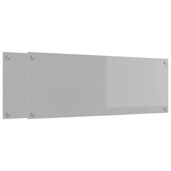 vidaXL Eldhús Backsplash 2 pcs Ljósgrár 110 x 40 cm hertuð gler