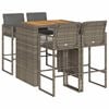 vidaXL 5 stykki gar&eth;barasett me&eth; p&uacute;&eth;um Gr&aacute;r P&oacute;l&yacute;rattan Akas&iacute;uvi&eth;ur