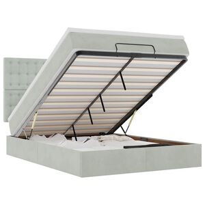 vidaXL Ottoman r&uacute;m me&eth; d&yacute;num og LED lj&oacute;sgr&aacute;tt 140x190cm flauel