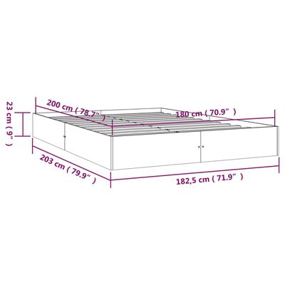 vidaXL Rúmgrind án Dýnu Hvít 180x200 cm Gegnheil Viður