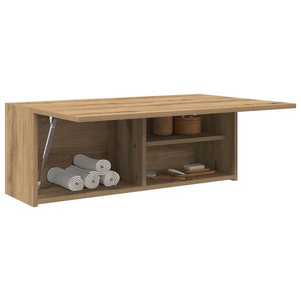 vidaXL ba&eth;herbergis veggsk&aacute;pur Artisan Oak 80x25x30 cm Hanna&eth;ur vi&eth;ur