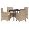 vidaXL Gar&eth;ur bor&eth;sett 5 pcs Drapplita&eth;ur p&oacute;l&yacute;rattan