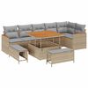 vidaXL Gar&eth;s&oacute;fa sett me&eth; p&uacute;&eth;i 9 pcs Drapplita&eth;ur Poly rattan