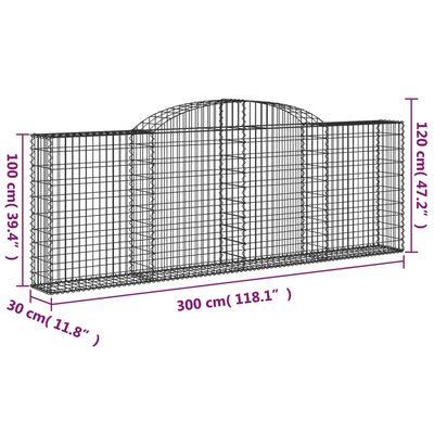 vidaXL Bogadregnir Grjótkassar 6 stk. 300x30x100/120 cm Sinkhúðað Járn