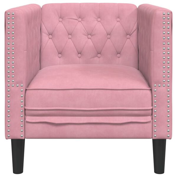 vidaXL Chesterfield s&oacute;fast&oacute;ll Pink Velvet