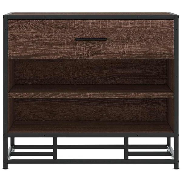 vidaXL Skóbekkur Brún Eik 60x40x53,5 cm Hannaður viður og málmur