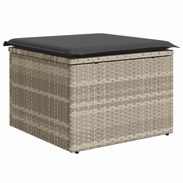 vidaXL Gar&eth;s&oacute;fa sett me&eth; p&uacute;&eth;i me&eth; geymslu 7 pcs Lj&oacute;sgr&aacute;r Poly rattan