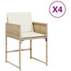 vidaXL Gar&eth;st&oacute;lar me&eth; Sessum 4 stk. Drappa&eth;ir P&oacute;l&yacute;rattan
