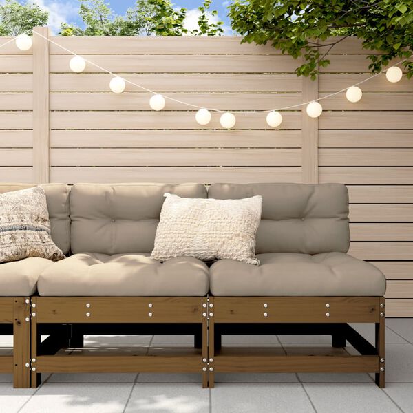 vidaXL Gar&eth;s&oacute;far Mi&eth;jueiningar 2 stk. Hunangsbr&uacute;n Gegnheil Fura