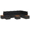vidaXL Gar&eth;s&oacute;fa sett me&eth; kodda 9 pcs Svartur Poly rattan