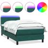 vidaXL H&oacute;lfa&eth; Springr&uacute;m me&eth; D&yacute;nu og LED D&ouml;kkgr&aelig;nt 100x210 cm Flauel