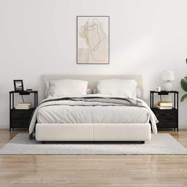 vidaXL Noat&ouml;flu sk&aacute;pur me&eth; sk&uacute;ffu 2 pcs Svartur Eik 40 x 31 x 60 cm