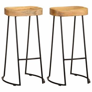 244010 vidaXL Bar Stools 2 pcs Solid Mango Wood