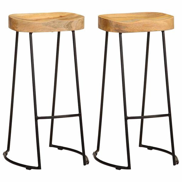 244010 vidaXL Bar Stools 2 pcs Solid Mango Wood