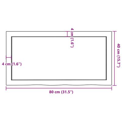 vidaXL Vegghilla 80x40x(2-6) cm Ómeðhöndlaður Gegnheill Eikarviður