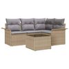 vidaXL Gar&eth;s&oacute;fa sett me&eth; geymslu 5 pcs Drapplita&eth;ur p&oacute;l&yacute;rattan