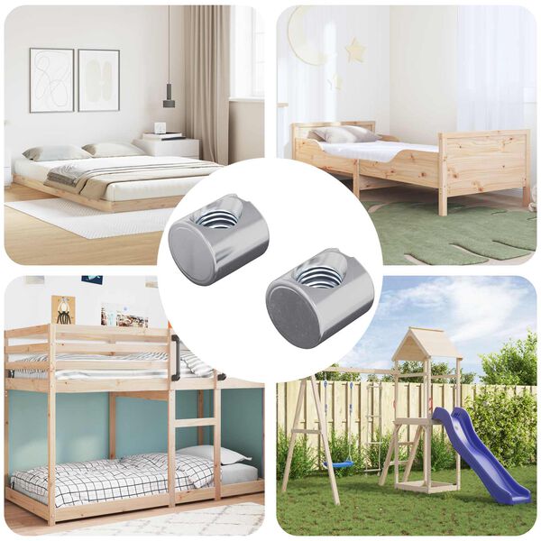 vidaXL Bollan&uacute;tar 2 pcs Silfur M6 x 12 mm M&aacute;lmur