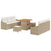 vidaXL Gar&eth;s&oacute;fa sett me&eth; p&uacute;&eth;i 9 pcs Drapplita&eth;ur p&oacute;l&yacute;rattan