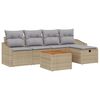 vidaXL Gar&eth;s&oacute;fa sett me&eth; p&uacute;&eth;i 6 pcs Drapplita&eth;ur Poly rattan