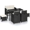 vidaXL &Uacute;tibor&eth;stofusett 6 stk. me&eth; P&uacute;&eth;um P&oacute;l&yacute;rattan Svart