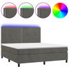 vidaXL H&oacute;lfa&eth; Springr&uacute;m me&eth; D&yacute;nu&LED D&ouml;kkgr&aacute;tt 180x200 cm Flauel
