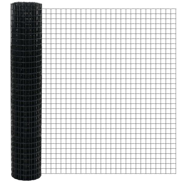 vidaXL Evrópsk girðing Grár 1.5 x 10 m PVC-húðaður járn