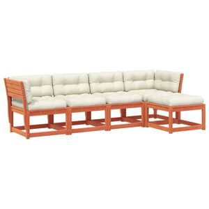 vidaXL 5 hluta Gar&eth;s&oacute;fasett me&eth; Sessum Vaxbr&uacute;nn Gegnheil Fura