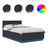 vidaXL Ramsv&iacute;k me&eth; LED r&aelig;mum Svartur 120 x 190 cm Samsettur vi&eth;ur