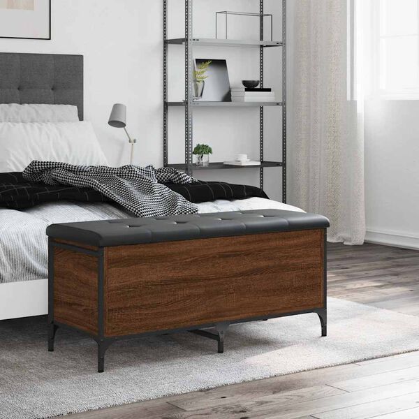 vidaXL Geymslubekkur Br&uacute;n Eik 102x42x45 cm Samsettur Vi&eth;ur