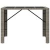 vidaXL Barborð með glerplötu Grátt 145x80x110 cm Pólýrattan
