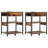 vidaXL Noat&ouml;flu sk&aacute;pur 2 pcs Rau&eth;-eik 41 x 31 x 51 cm Samsettur vi&eth;ur