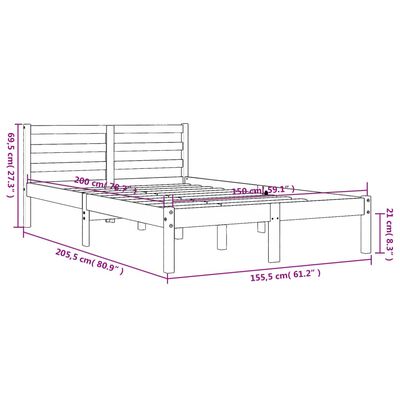 vidaXL Rúmgrind án Dýnu Vaxbrúnn 150x200 cm Gegnheil Fura